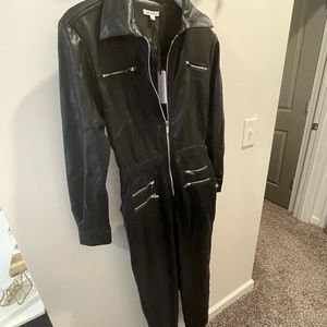 Weworewhat XS vegan leather jumpsuit NWT